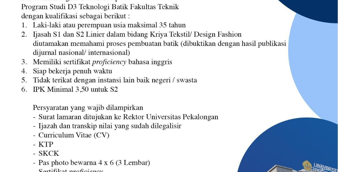 Lowongan Dosen Batik Unikal