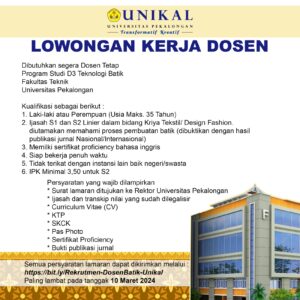 Lowongan dosen unikal