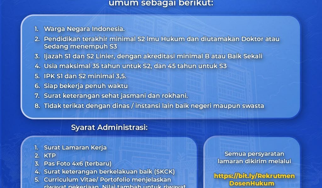 Lowongan Dosen Ilmu Hukum Unikal